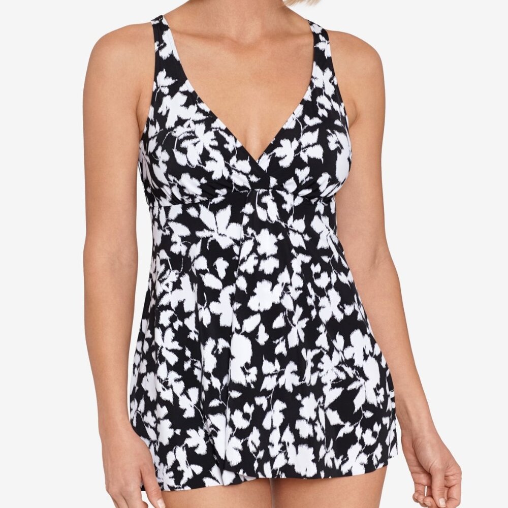 Swim Solutions Fly Away Tummy Control One-Piece Swimsuit Swimdress